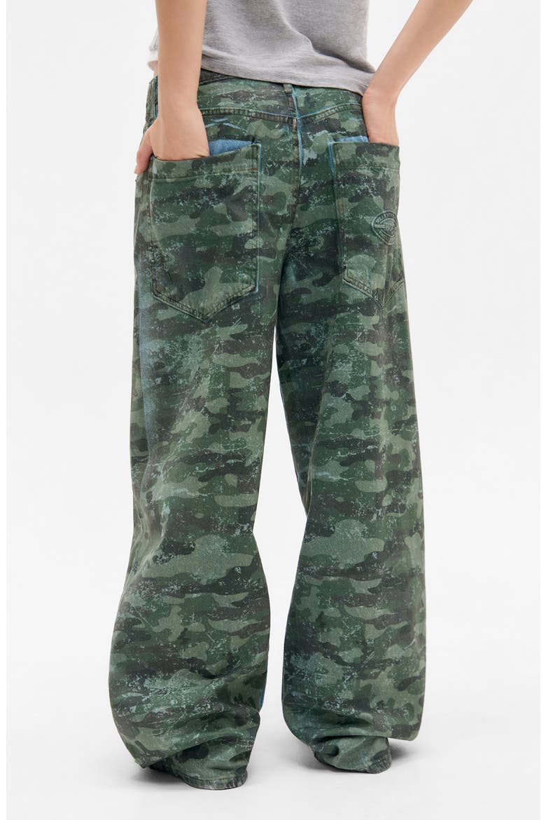 Jaya Camo Low Rise Wide Leg Jeans, Alternate, color, KHAKI GREEN