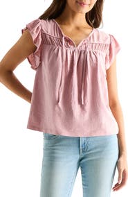 Lucky Brand Split Neck Cotton Top
