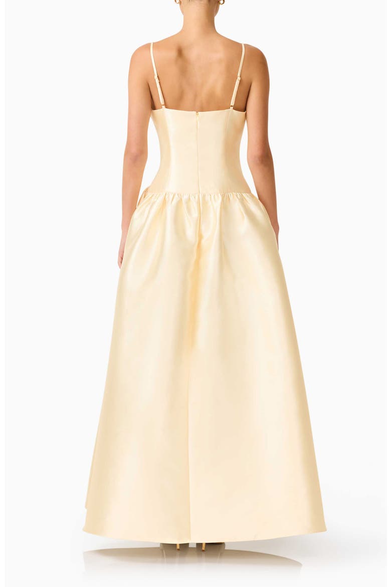 Ruffle Sateen Fit & Flare Gown, Alternate, color, YELLOW