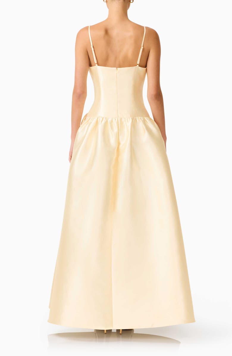 Elliatt Ruffle Sateen Fit & Flare Gown, Alternate, color, Yellow