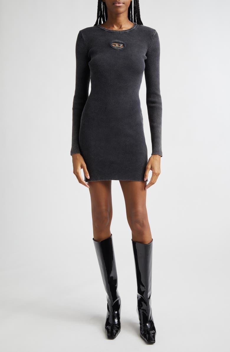 DIESEL<sup
®</sup
M-Anchorage Long Sleeve Body-Con Minidress, Main, color, Black