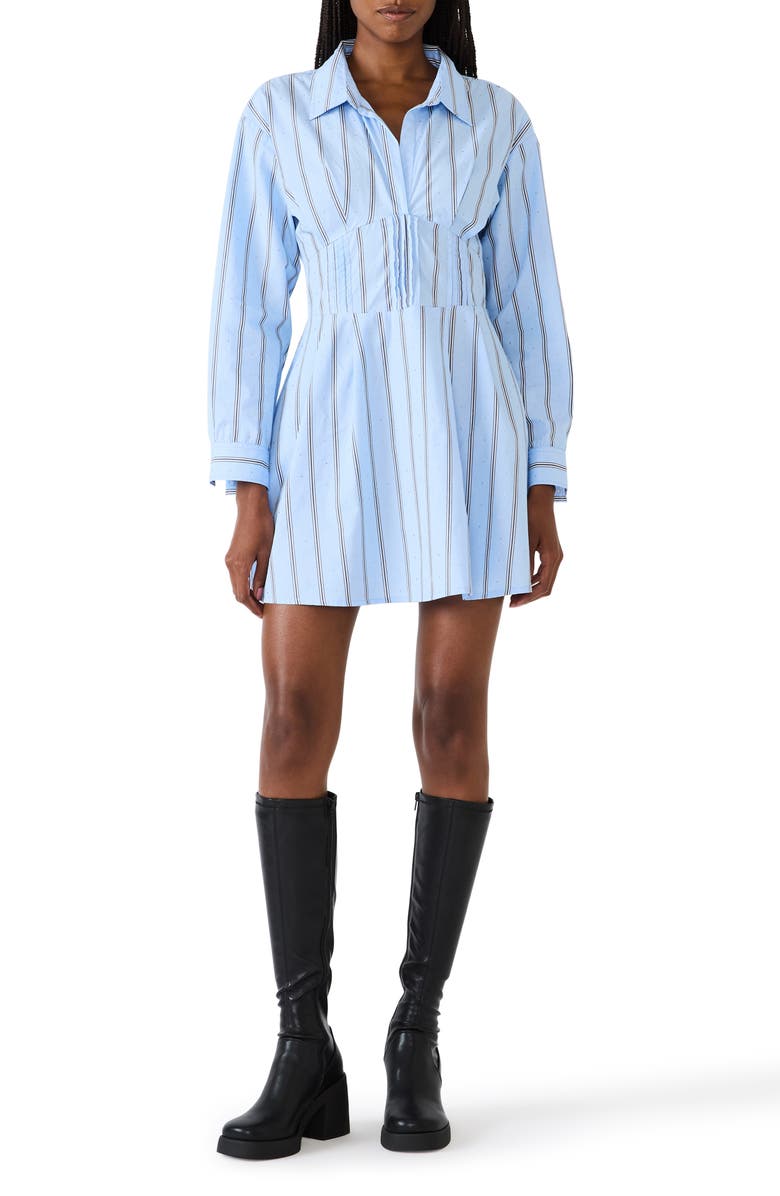 Steve Madden Ariany Smocked Long Sleeve Shirtdress, Main, color, Estate Blue