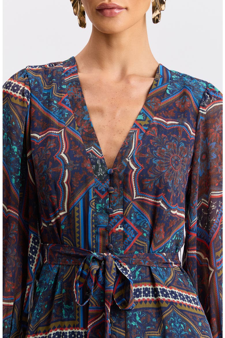 Mix Print Long Sleeve Dress, Alternate, color, JEWEL SOUK