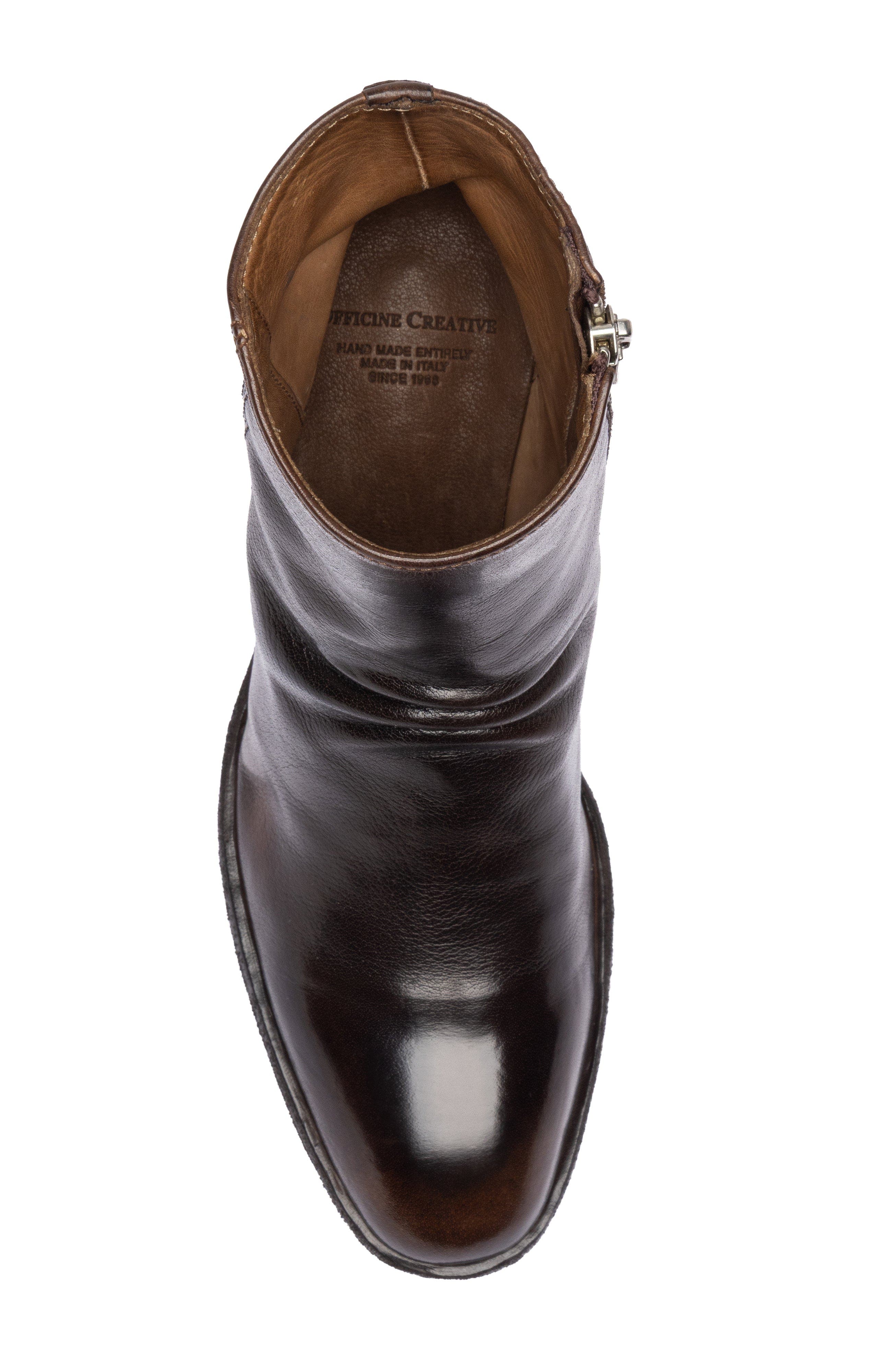 Officine Creative Sydne 008 Leather Pointed-Toe Bootie, Alternate, color, Dark Brown