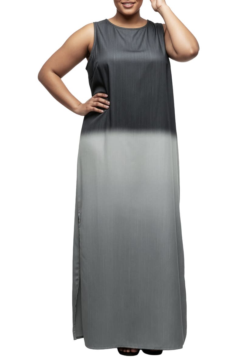 Standards & Practices Ombré Dip Dye Sleeveless Maxi Dress, Main, color, Grey Dip Dye