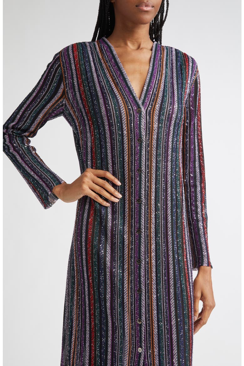 Sequin Stripe Metallic Cardigan, Alternate, color, MULTI ORANGE PURP BLK TONES