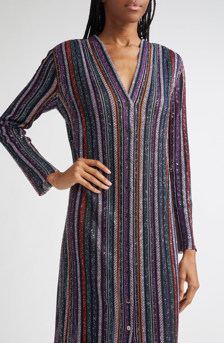 Missoni Sequin Stripe Metallic Cardigan, Alternate, color, Multi Orange Purp Blk Tones