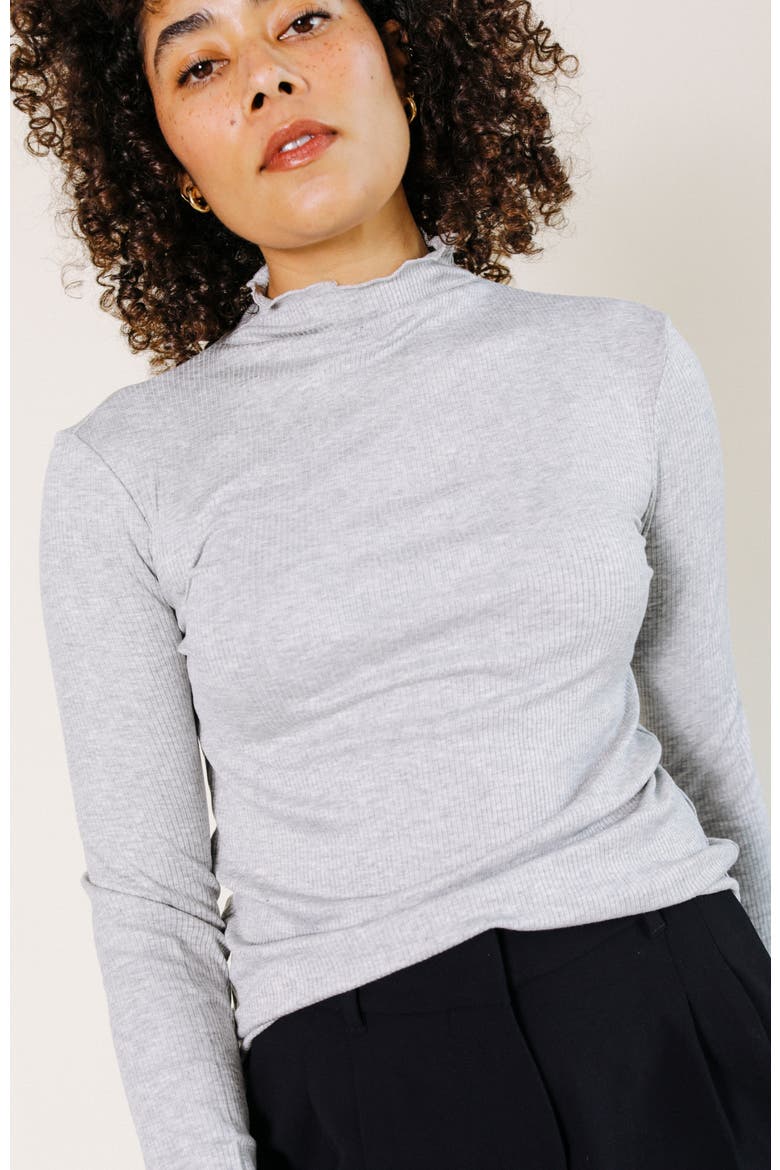 Norma Modal Ribbed Turtleneck, Alternate, color, Heather Gray