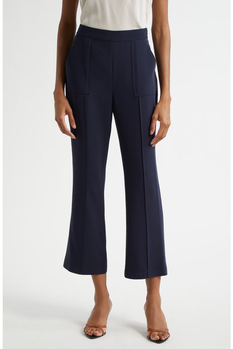 Angie High Waist Crop Flare Leg Pants, Main, color, NAVY