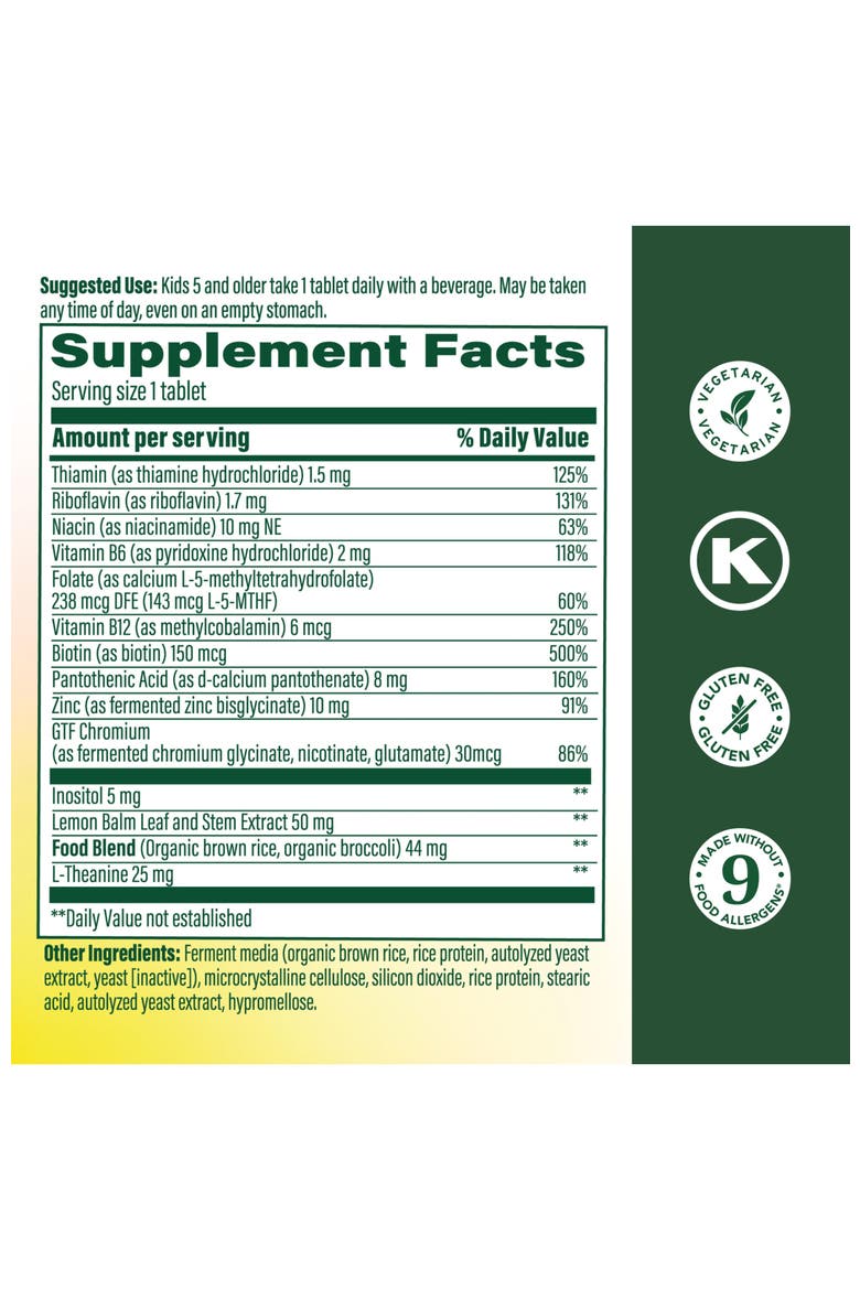 Kids Vitamin B Complex with Zinc, Lemon Balm & L Theanine, Vegetarian, 30 Mini Tablets, Alternate, color, None