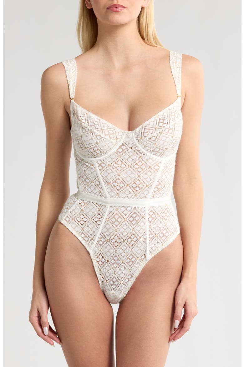 Lace Underwire Bodysuit, Main, color, SHELL WHITE