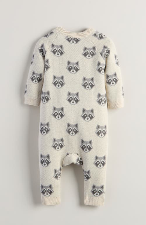 Tucker + Tate Raccoon Jacquard Cotton Sweater Romper In White