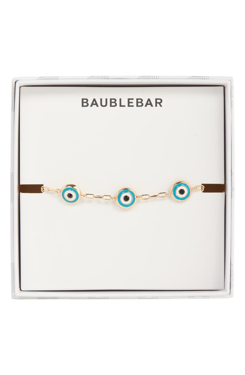 BaubleBar Good Things Coming Evil Eye Station Bracelet, Main, color, Turquoise