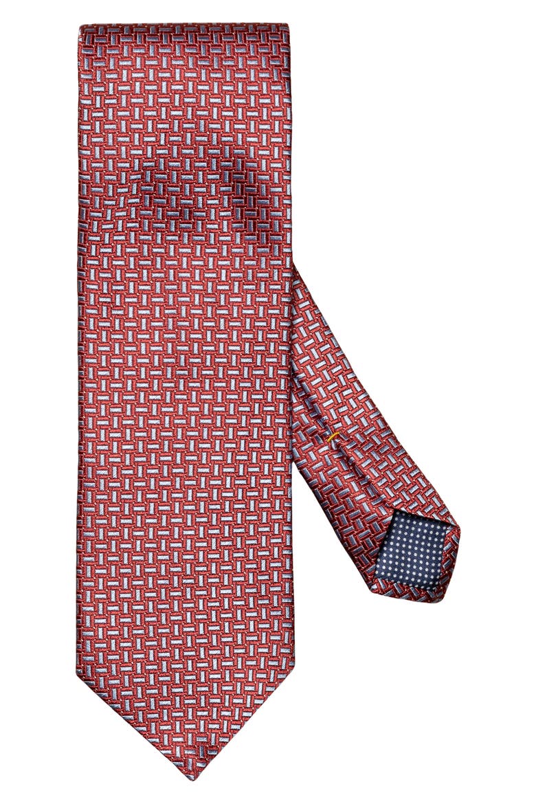 Geometric Silk Tie, Main, color, MEDIUM RED