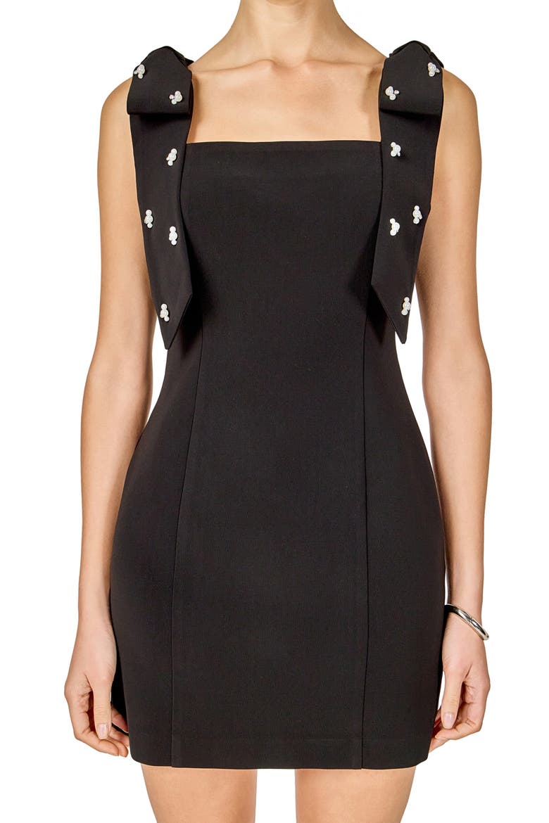 Rhinestone Strap Sheath Minidress, Alternate, color, BLACK