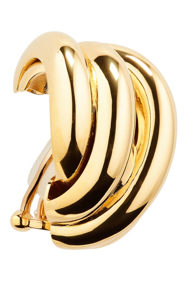 Saturne Clip-On Earrings, Alternate, color, SHINY GOLD