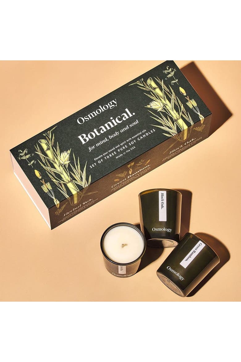 Botanical Green Mini Candle Gift Set, Alternate, color, black