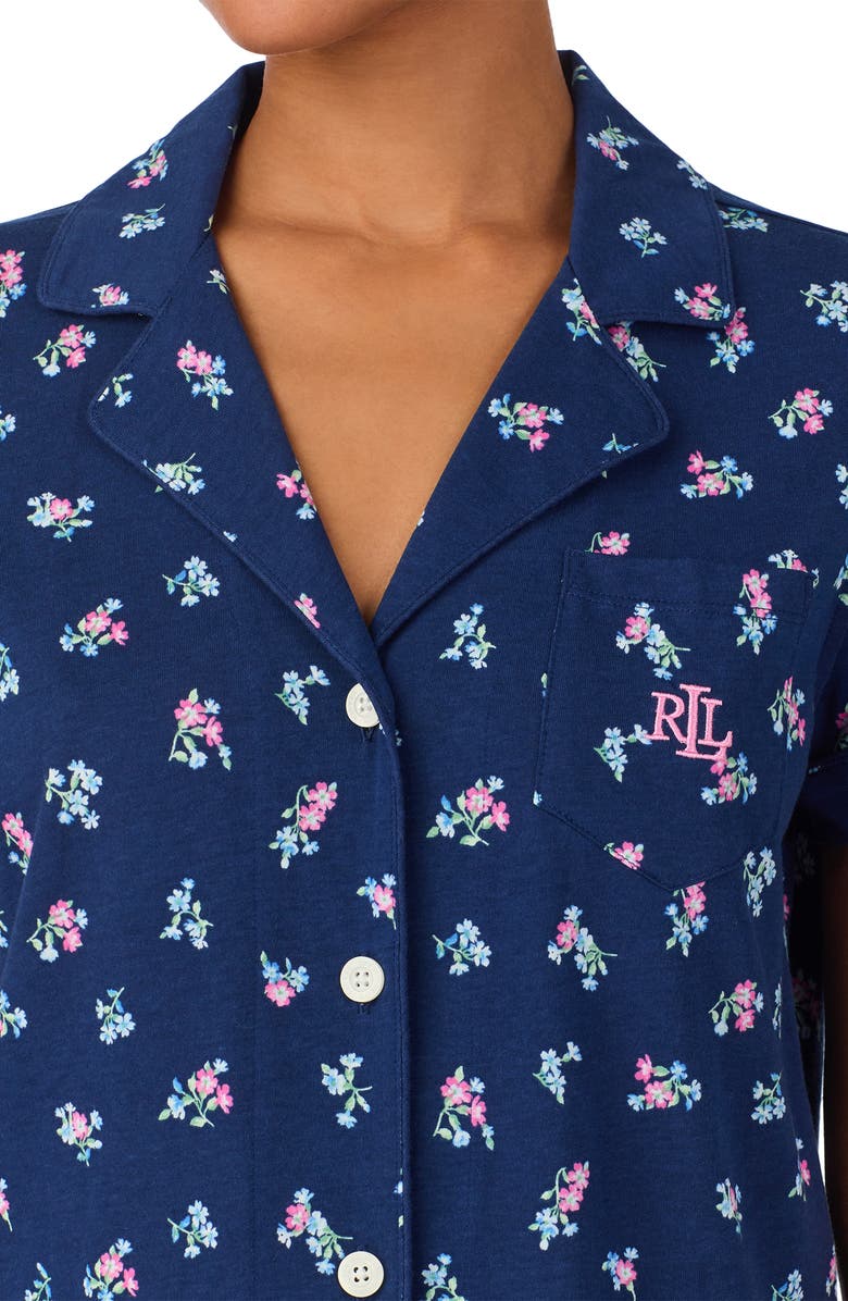 Lauren Ralph Lauren Notch Collar Boxer Short Pajamas, Alternate, color, Navy Print