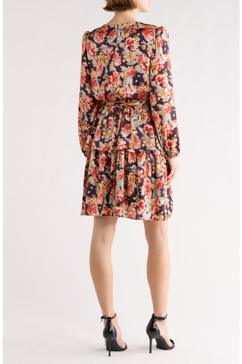 Floral Ruffle Long Sleeve A-Line Dress, Alternate, color, NAVY MULTI