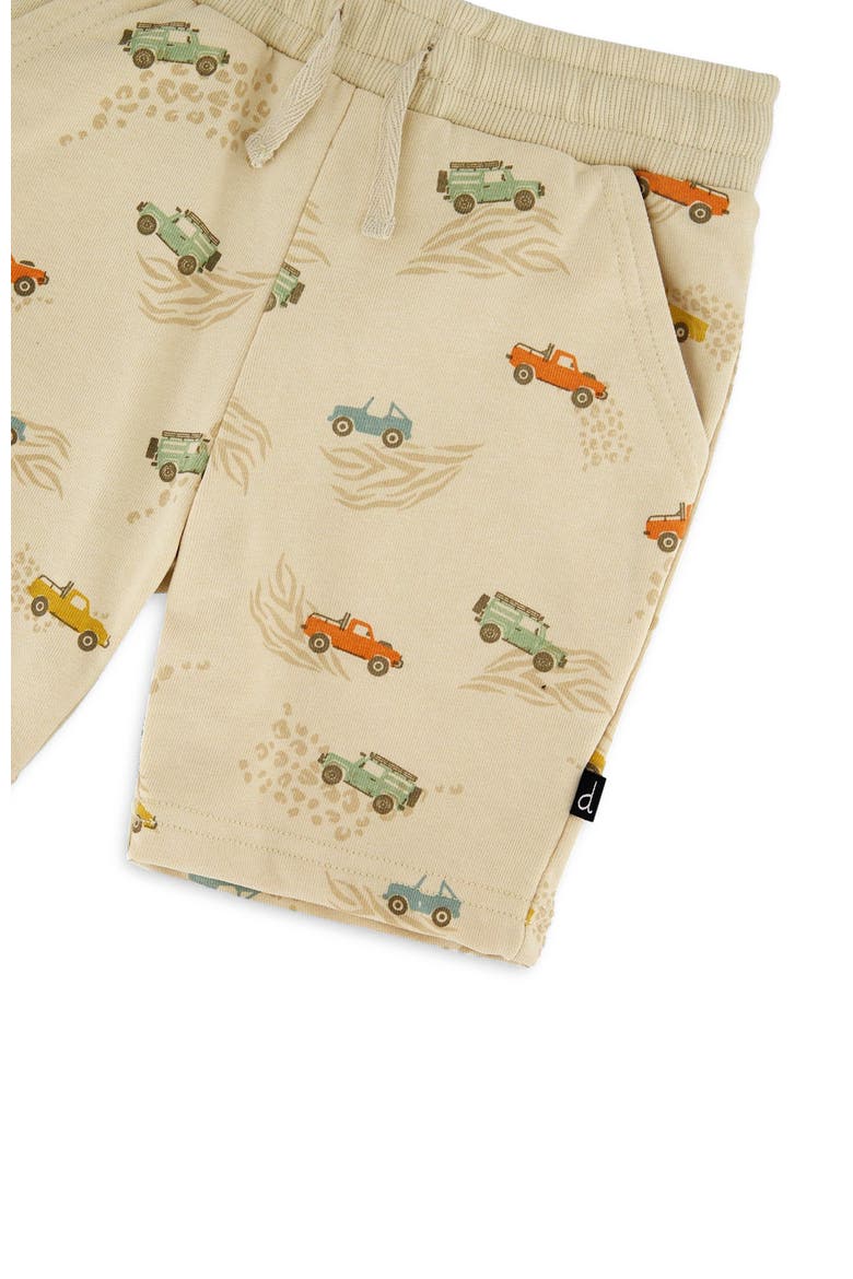 Elastic Waist Jeep French Terry Shorts, Alternate, color, Beige Jeeps Print