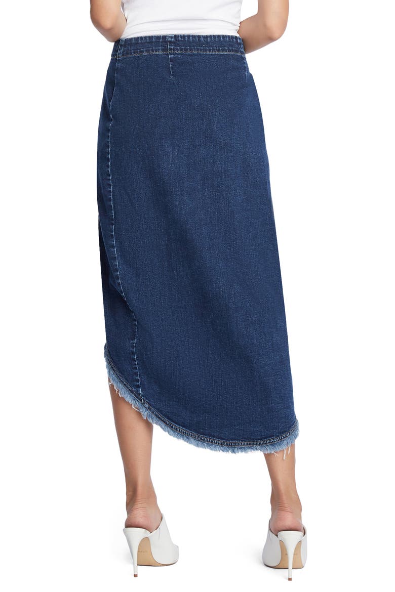 Button Front Denim Faux Wrap Skirt, Alternate, color, SHADY BLUE