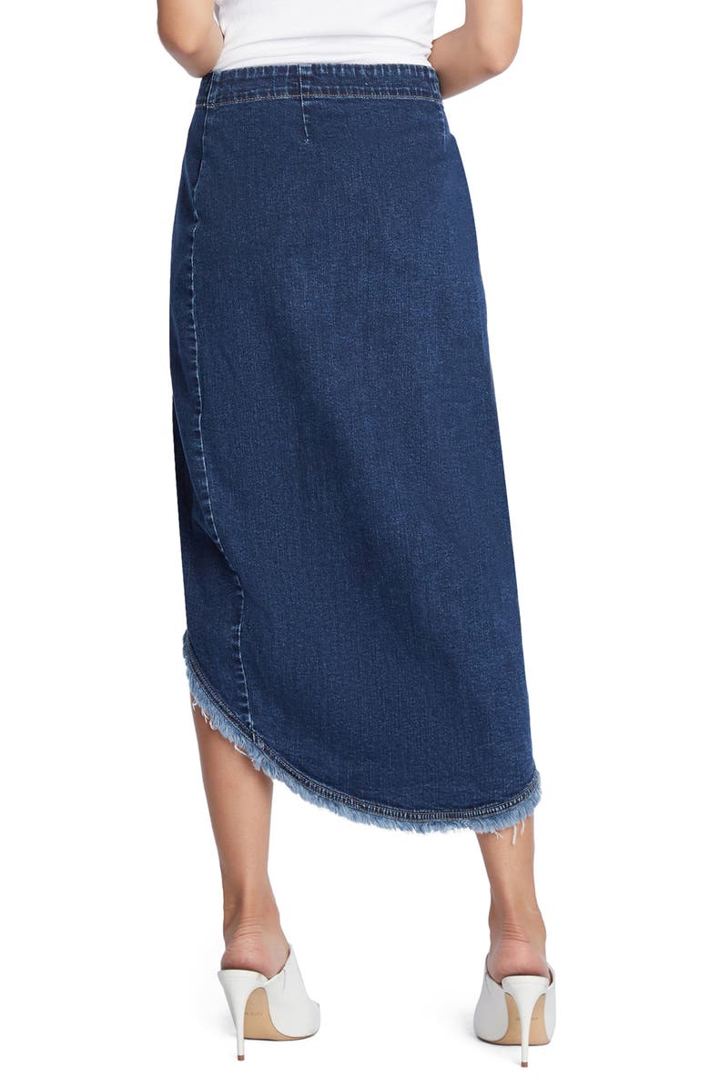 Wash Lab Denim Button Front Denim Faux Wrap Skirt, Alternate, color, Shady Blue