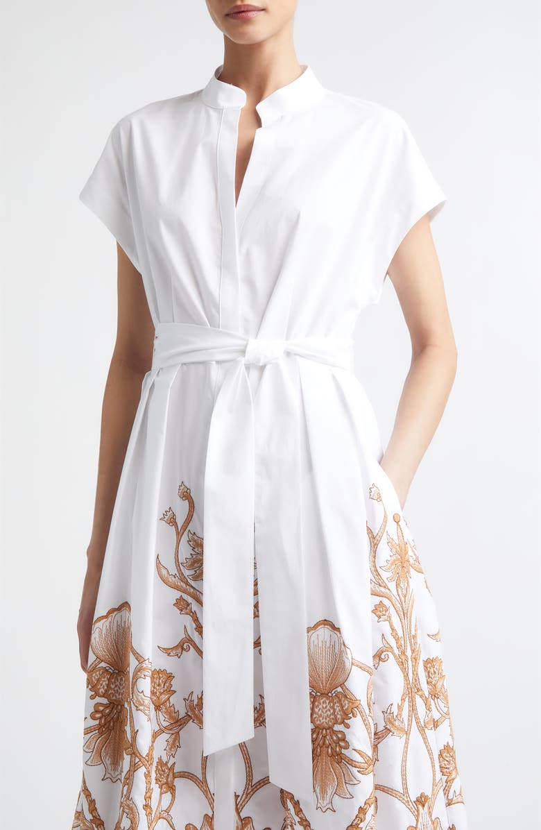 Eleventy Val Embroidered Cotton Shirtdress, Alternate, color, White / Beige