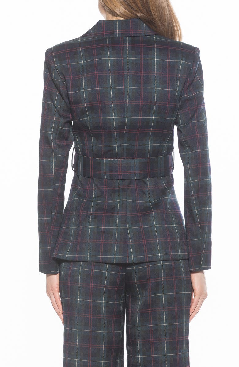 Alexia Admor Janna Plaid Longline Blazer, Alternate, color, Green Plaid