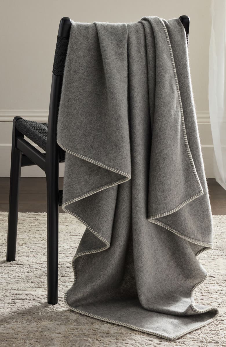 NEXT Wool & Cashmere Blend Throw Blanket, Alternate, color, Grey