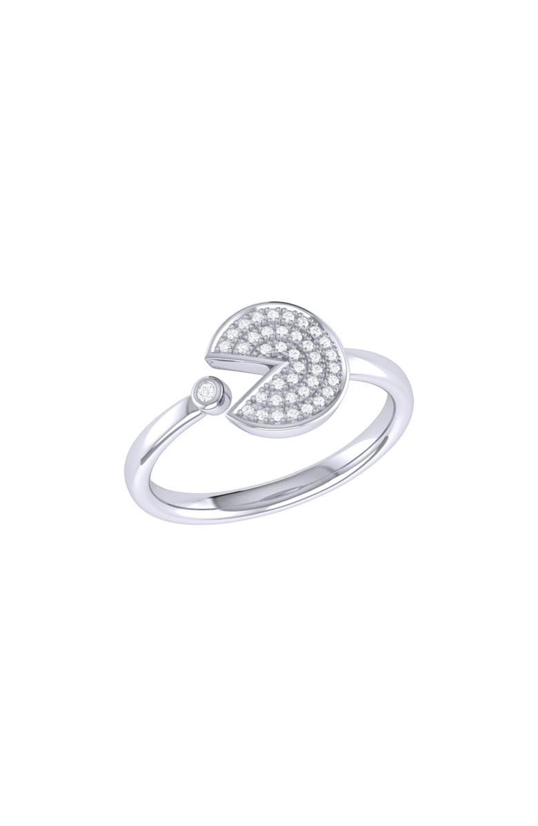 LuvMyJewelry Pac Man Candy Sterling Silver Diamond Open Ring, Main, color, 