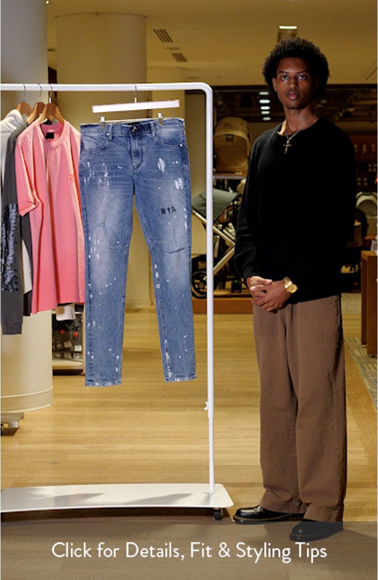 Clayton Paint Splatter Ripped Skinny Jeans, sales video thumbnail