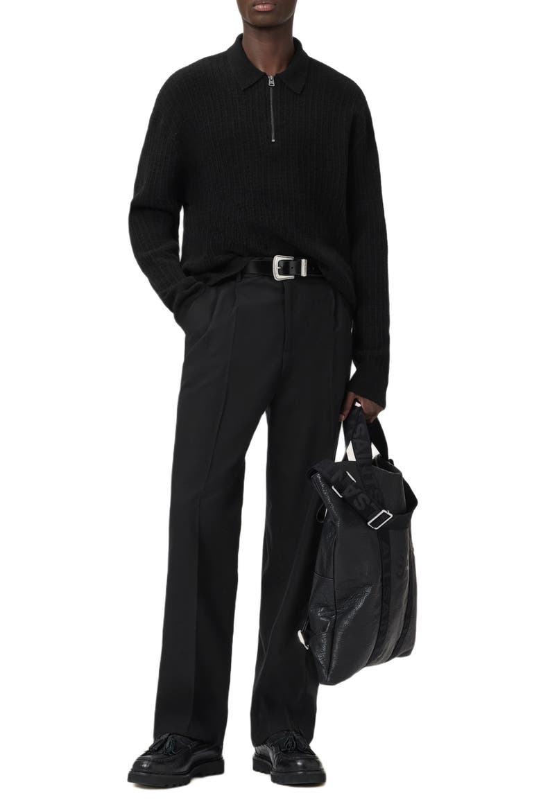 Jakob Wool & Alpaca Blend Polo Sweater, Alternate, color, BLACK