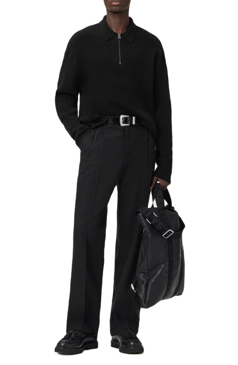 AllSaints Jakob Wool & Alpaca Blend Polo Sweater, Alternate, color, Black