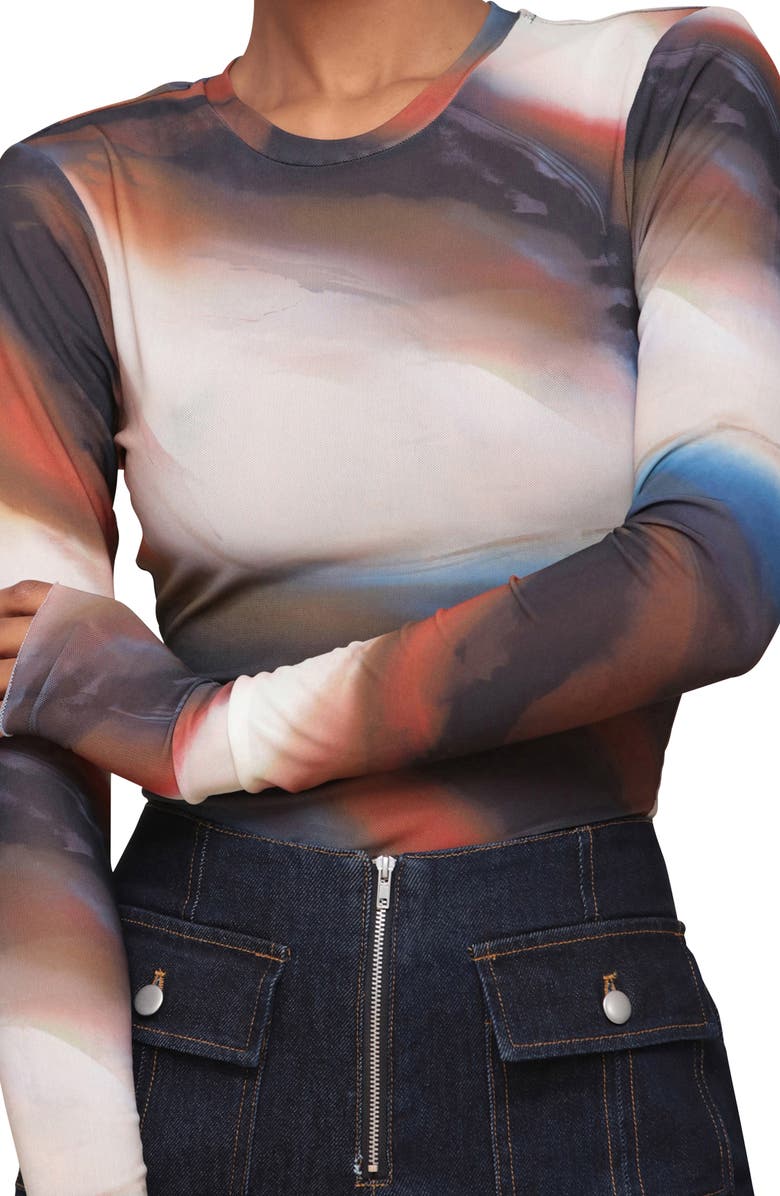 Avec Les Filles Animal Spot Mesh T-Shirt, Alternate, color, 