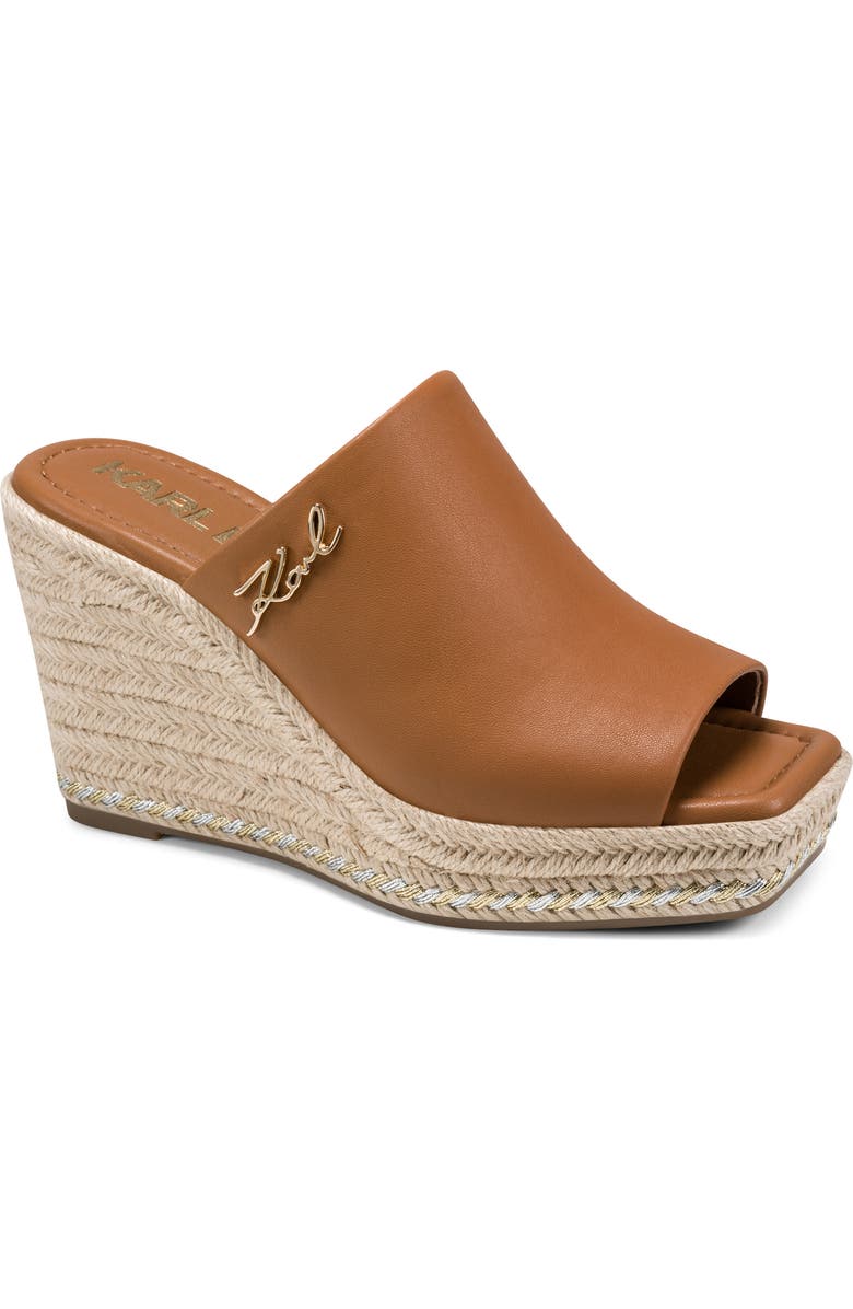KARL LAGERFELD PARIS Corissa Espadrille Platform Wedge Slide Sandal, Main, color, Tan