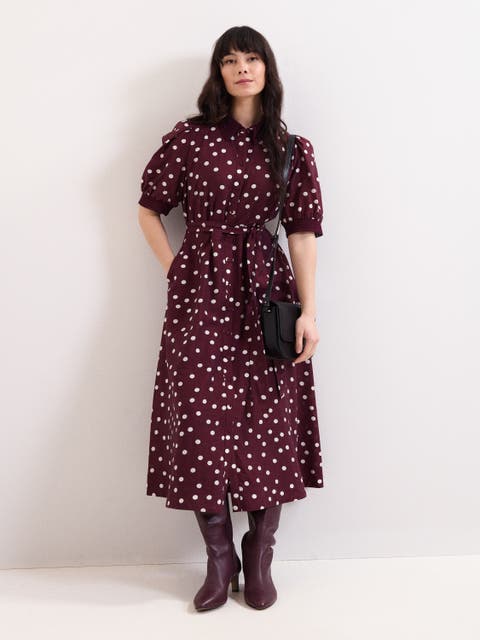 Delphine Printed Puff Sleeve Midi Dress