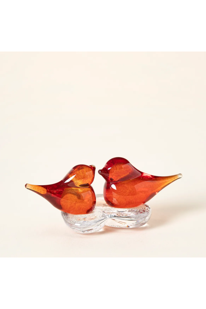 Lovebirds Glass Desktop Sculpture by Gather Glass, Main, color, Red-Orange