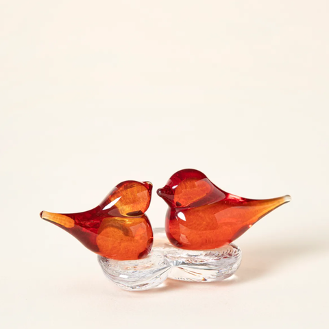 Lovebirds Glass Desktop Sculpture by Gather Glass
