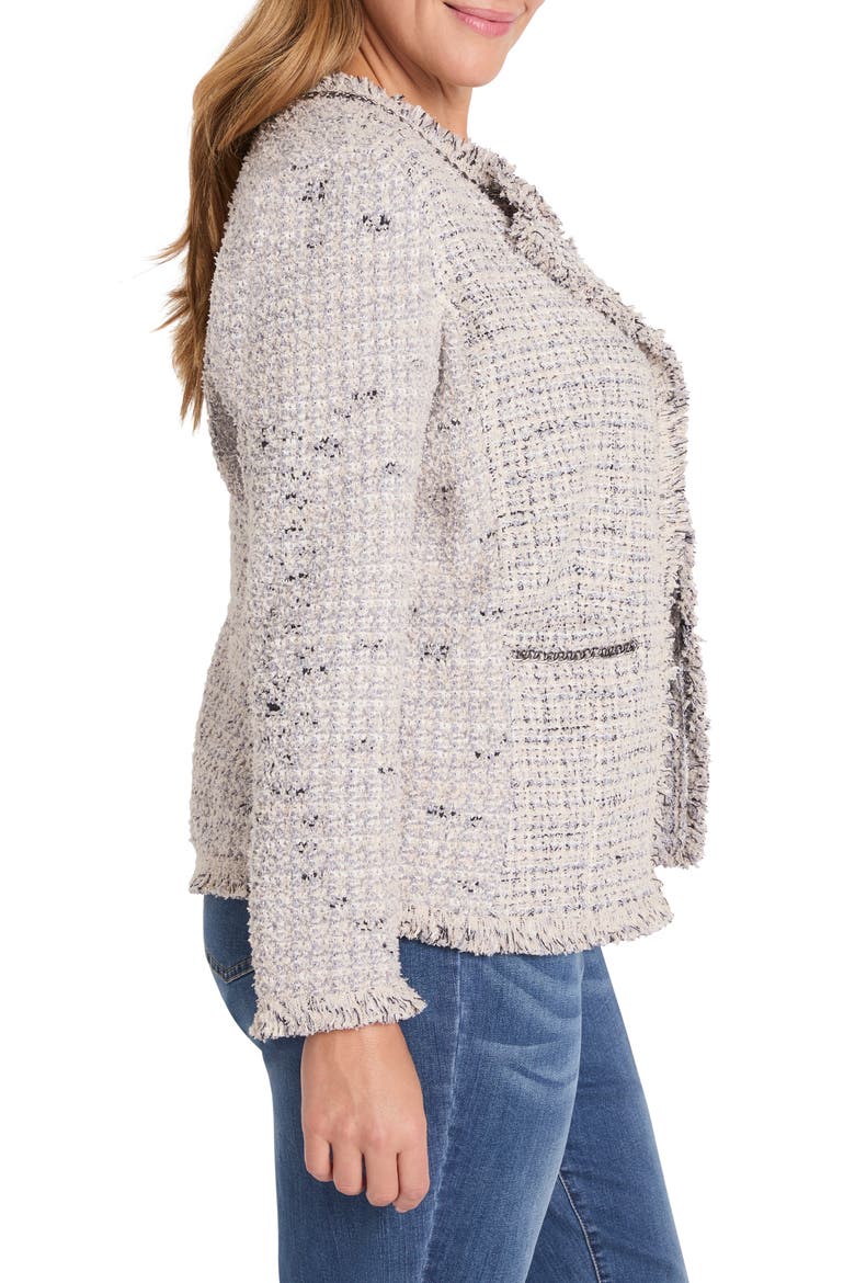 Chain Trim Fringe Mix Knit Jacket, Alternate, color, GREY MULTI