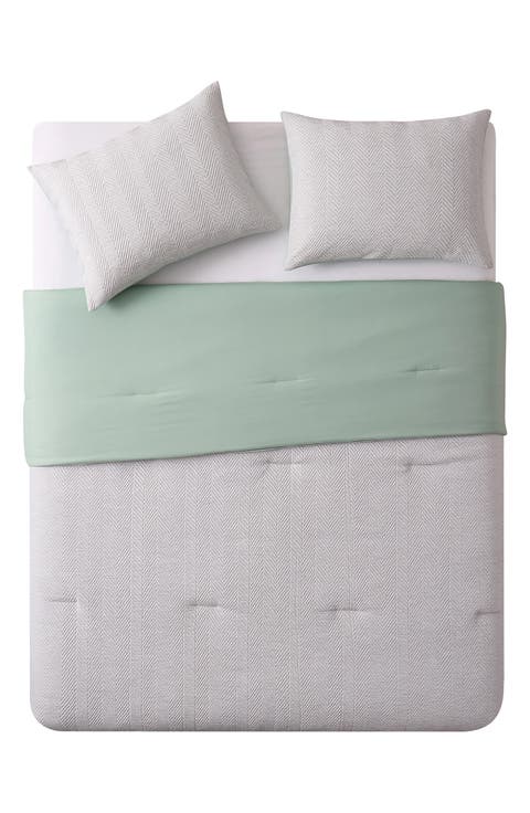 Herringbone Microfiber Reversible Comforter & Sham Set