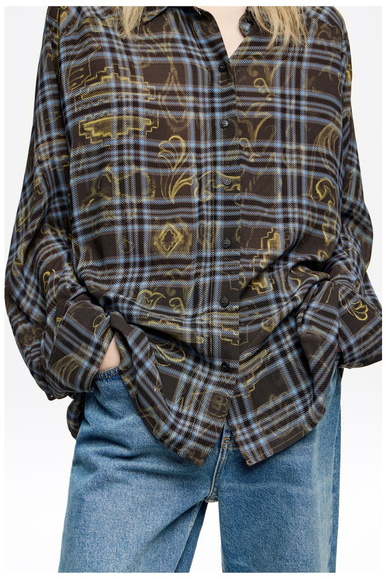 Oversize Stitching Shirt, Alternate, color, IKATMIX BLUE