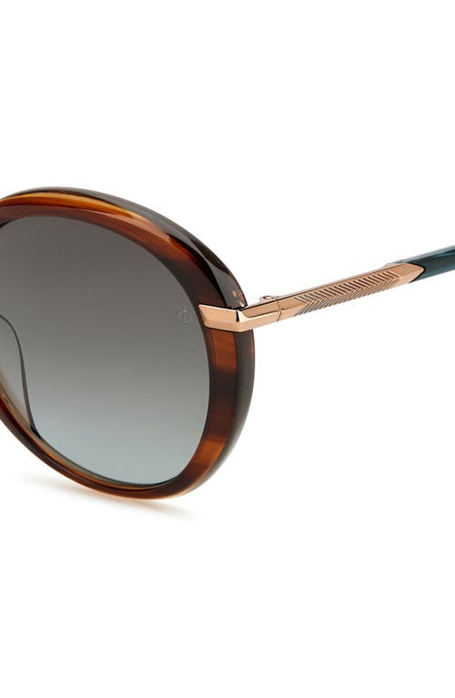 Rag & Bone 56mm Gradient Round Sunglasses In Brown Horn/grey Shaded