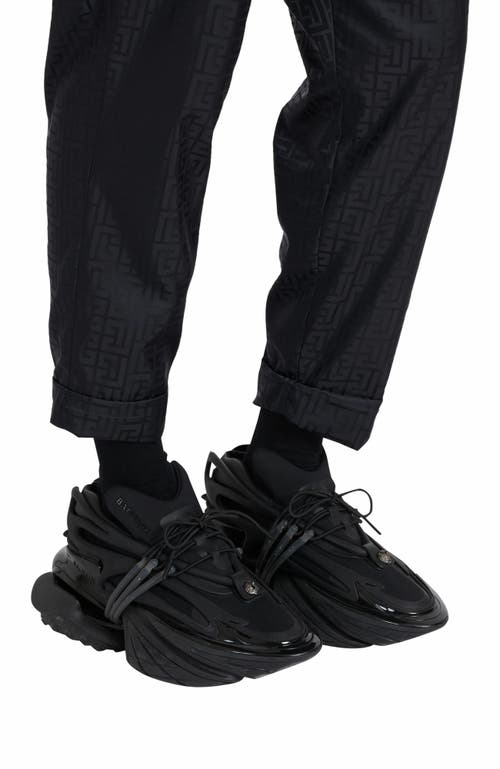 Balmain Neoprene And Leather Low-top Unicorn Sneakers In Black
