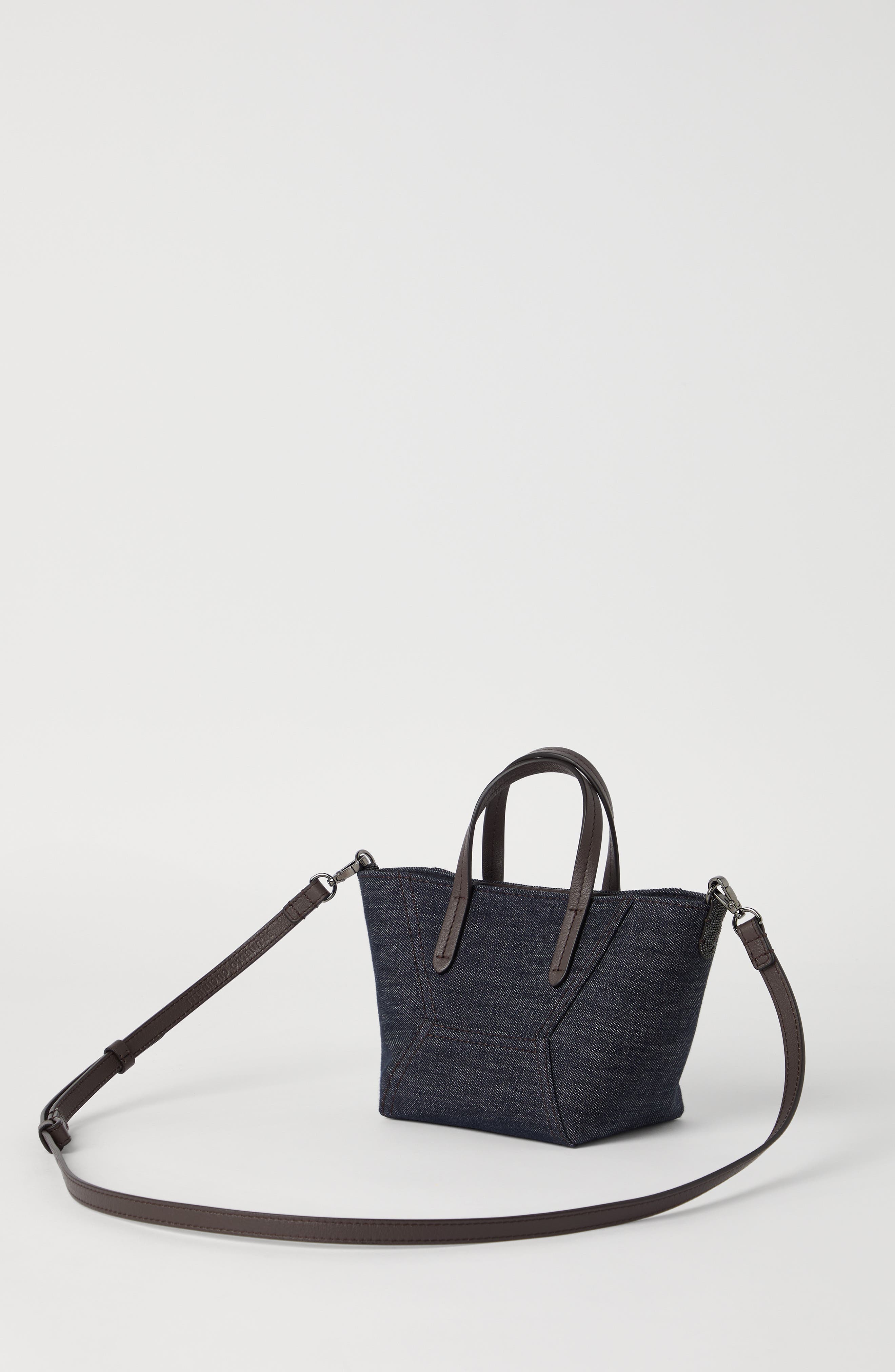 Brunello Cucinelli Twill BC Duo mini bag, Alternate, color, Dark Denim