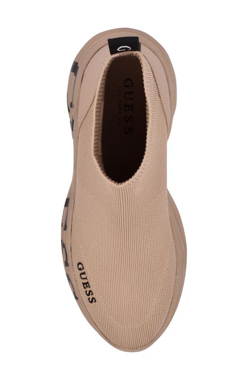 Guess Pause High Top Sock Sneaker In Oat