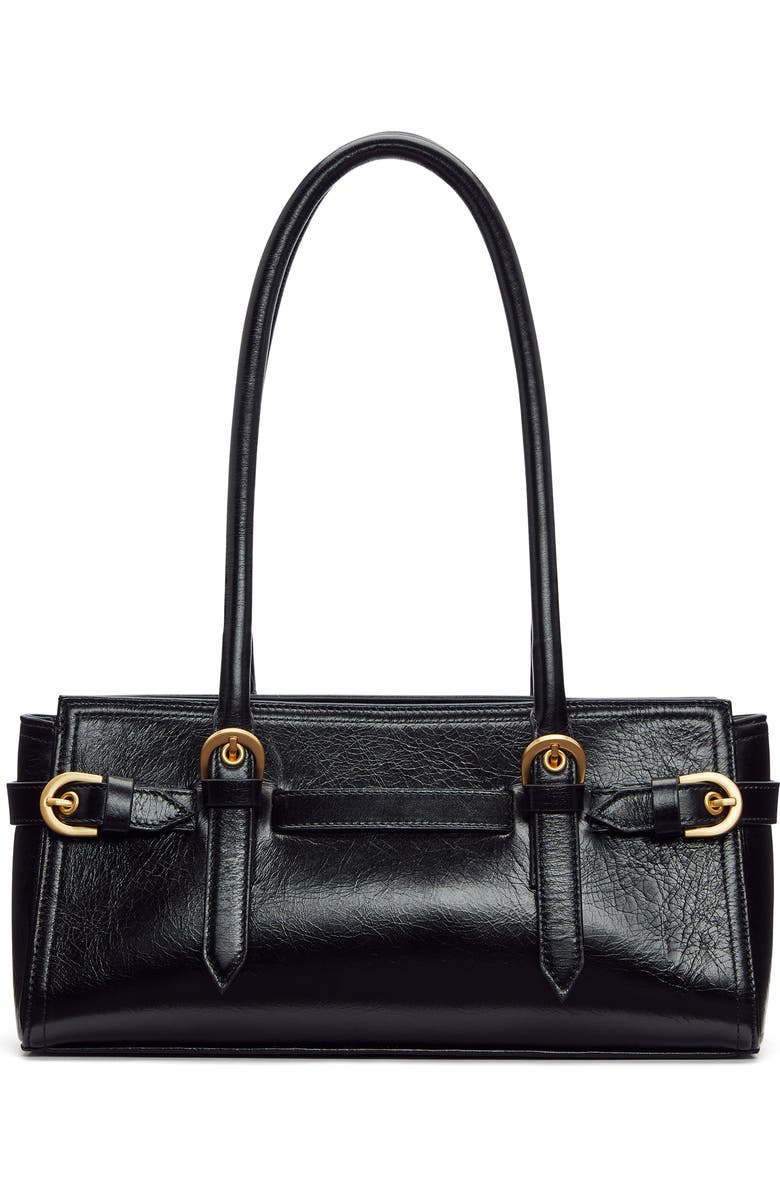 Reformation Dominique Leather Shoulder Bag, Main, color, Black Leather