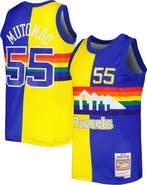 Mitchell & Ness Men's Mitchell & Ness Dikembe Mutombo Royal/Gold Denver Nuggets Hardwood Classics 1991/92 Split Swingman Jersey