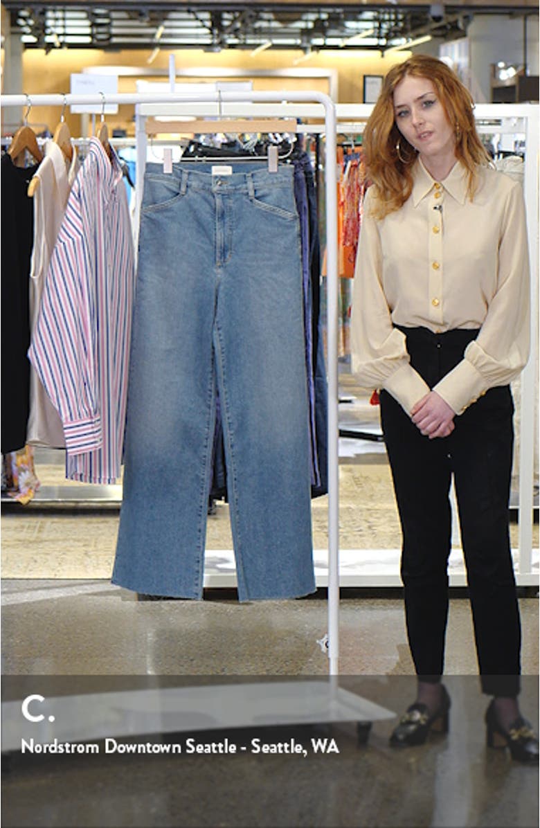 The Mischa Raw Hem Super High Waist Wide Leg Jeans, sales video thumbnail