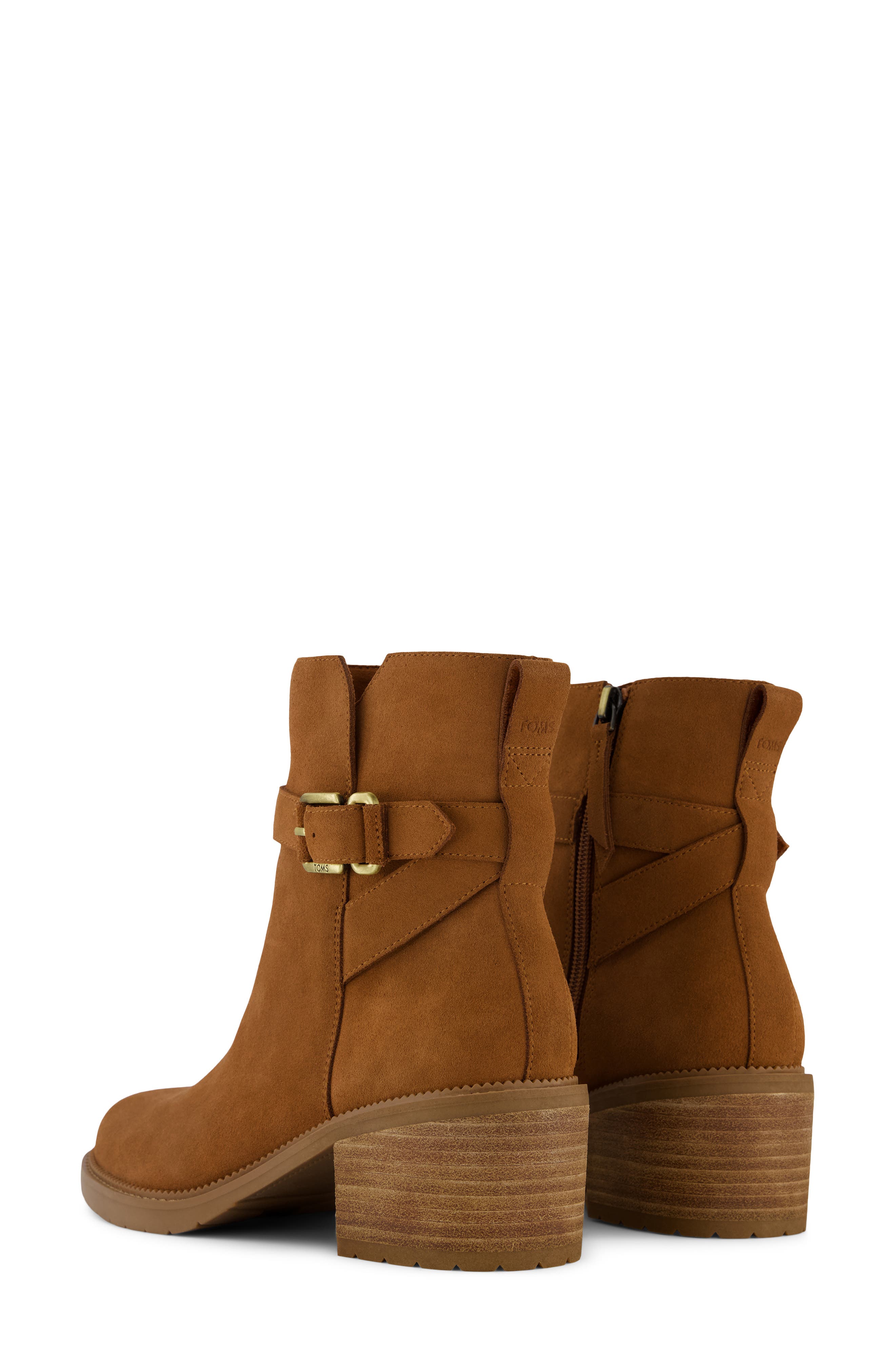 TOMS Hailey Buckle Bootie, Alternate, color, Brown