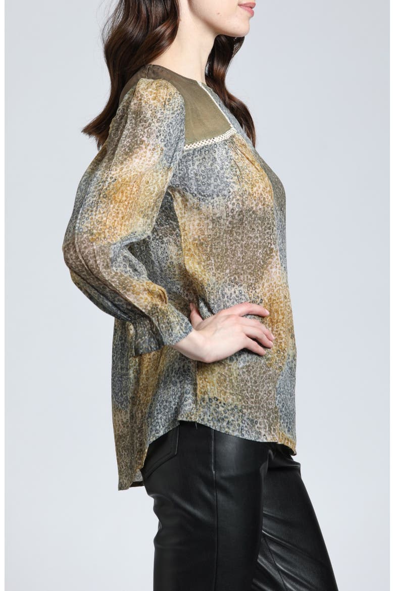 Mixed Media Peasant Top, Alternate, color, BEIGE MULTI